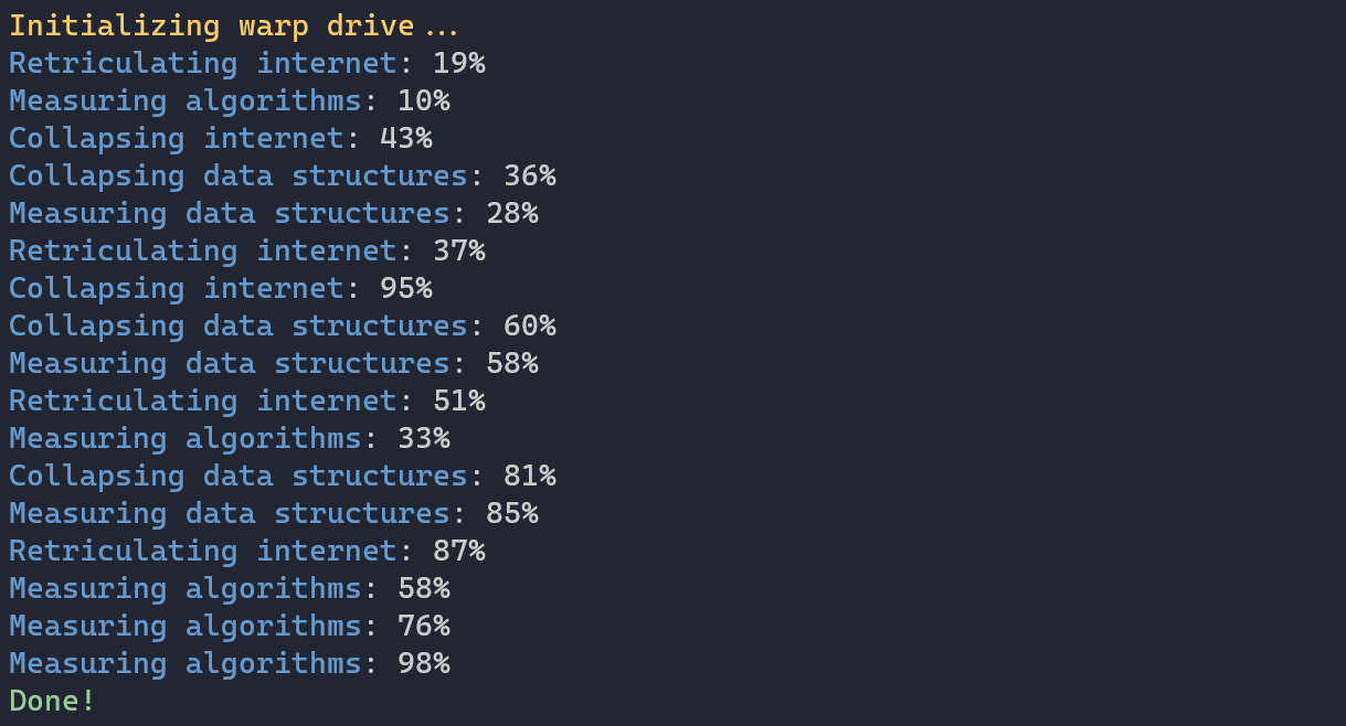 Example of fallback progress output